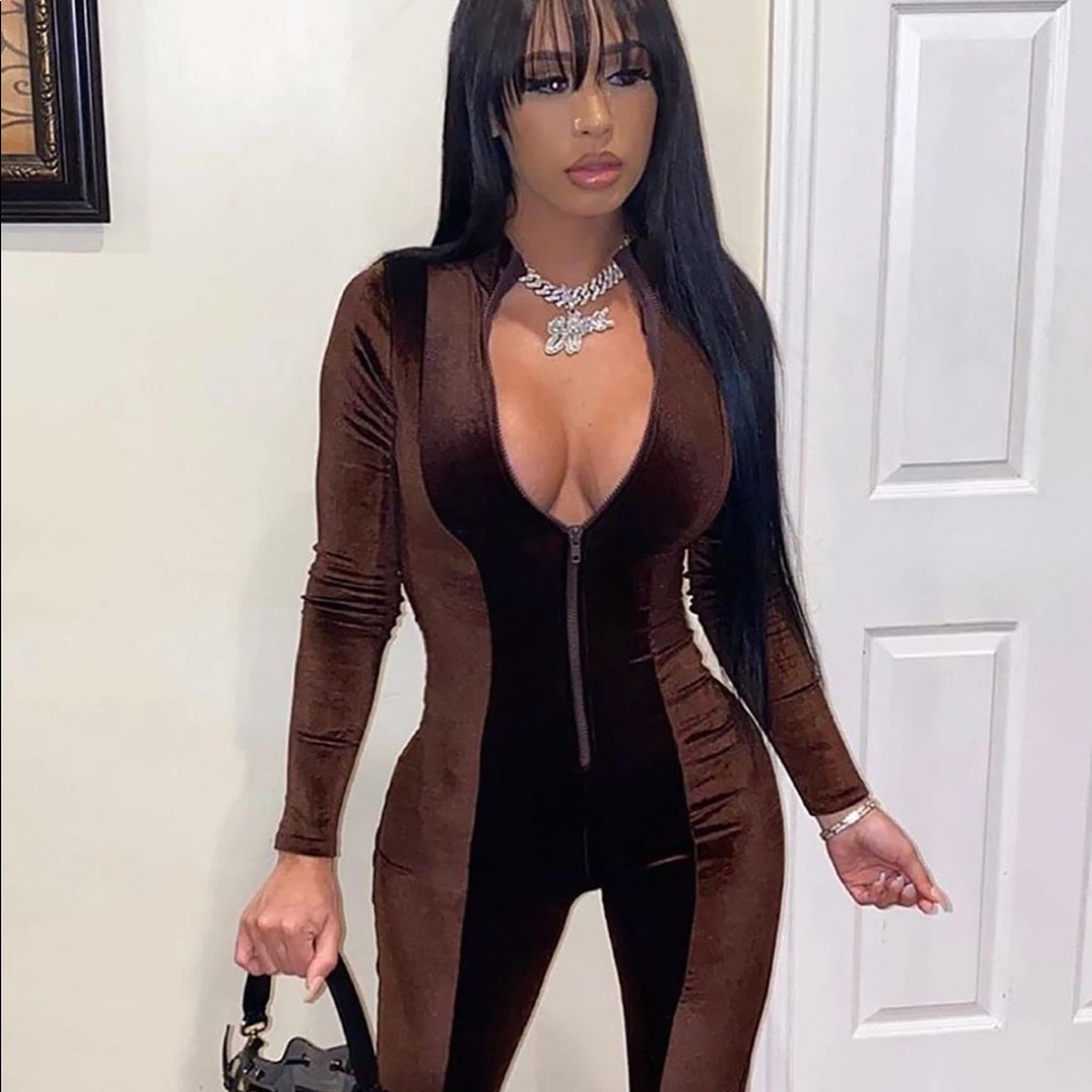 Chocolate Dream Velvet Jumpsuit.